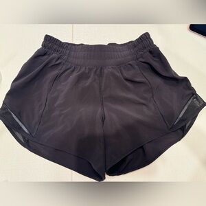 Lululemon Hotty hot high rise lined short; black ; women’s size 4; 4” inseam